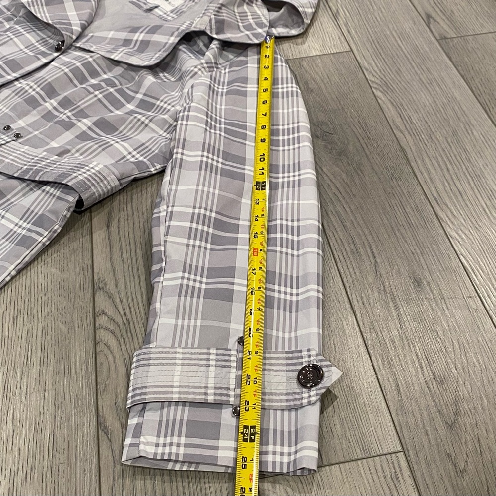 Vintage Fashion Bug Trench Coat Women’s Plus Size 1X Gray Plaid Rain Jacket - Picture 13 of 15